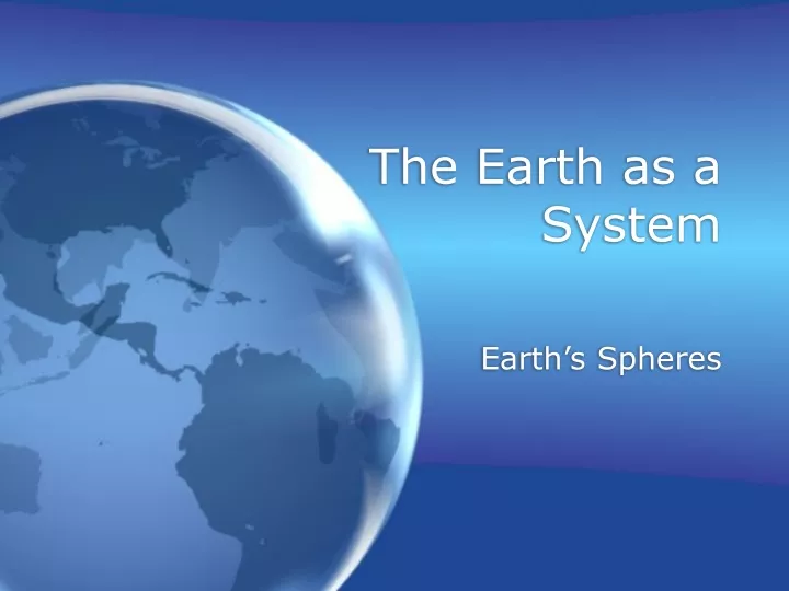 the earth as a system