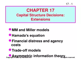 CHAPTER 17 Capital Structure Decisions: Extensions