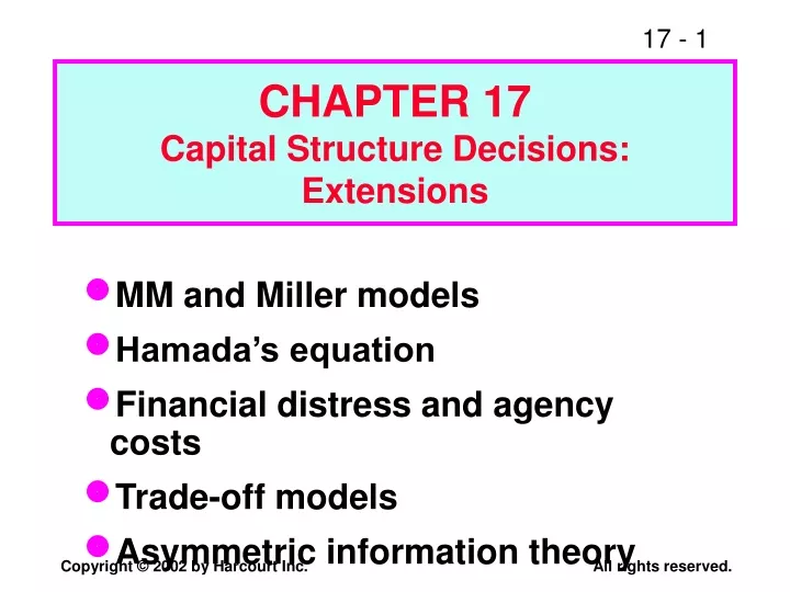 chapter 17 capital structure decisions extensions