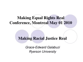 Making Equal Rights Real Conference, Montreal May 01 2010