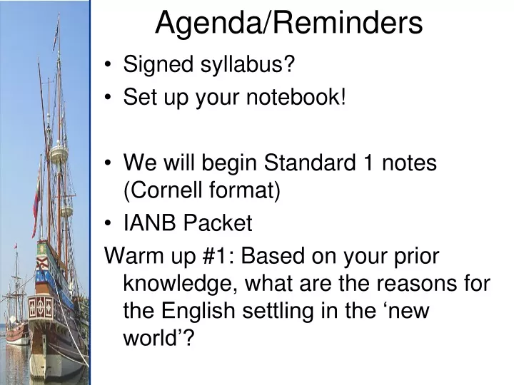 agenda reminders