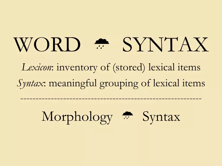 word syntax lexicon inventory of stored lexical