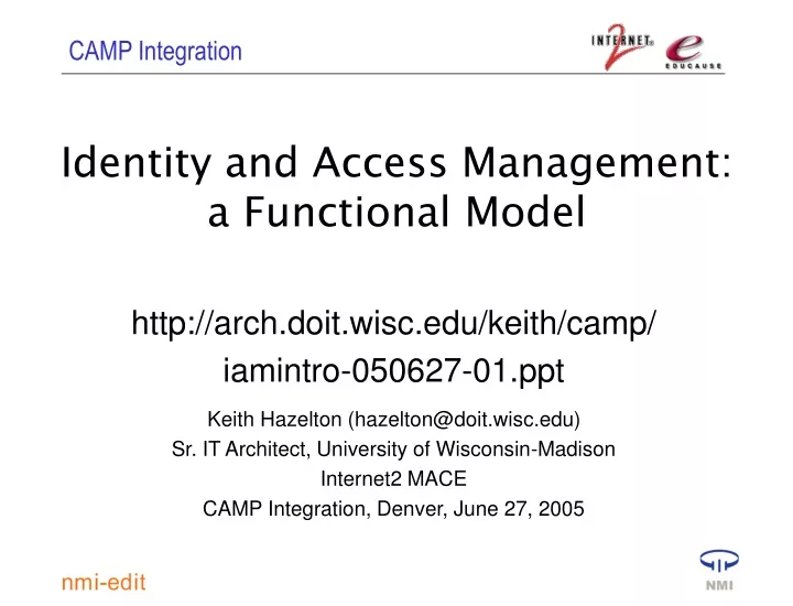 identity and access management a functional model