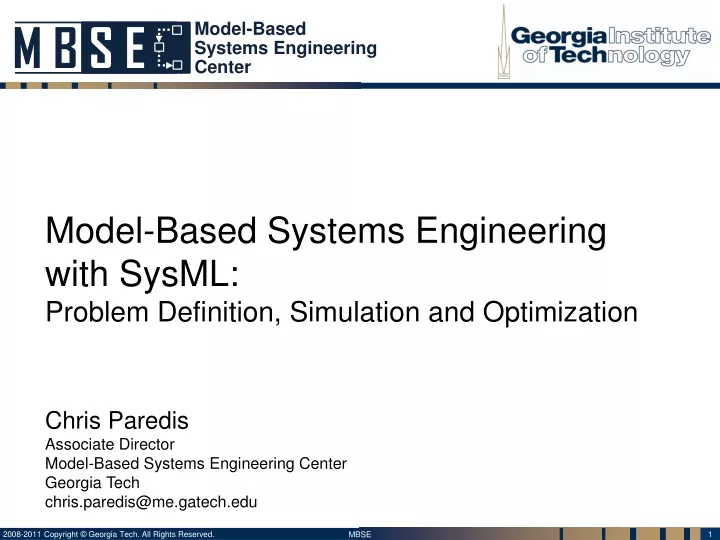 model based systems engineering with sysml problem definition simulation and optimization