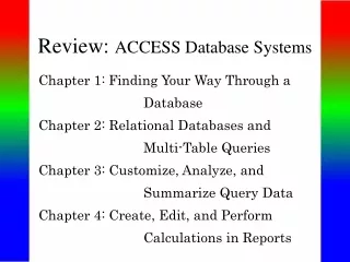 Review:  ACCESS Database Systems