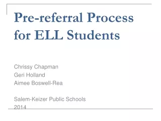 Pre-referral Process for ELL Students