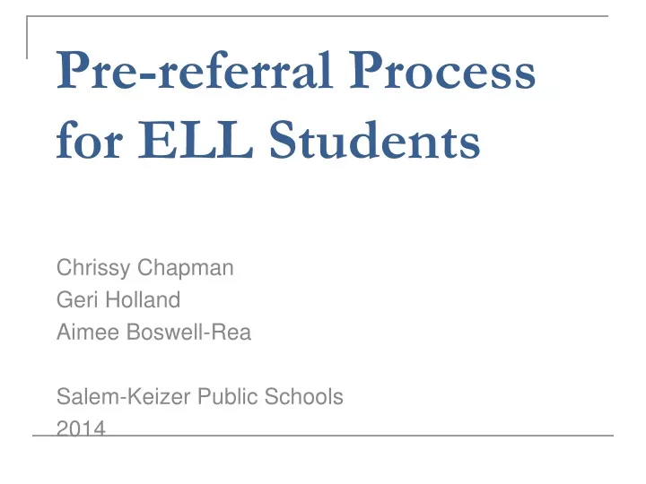 pre referral process for ell students