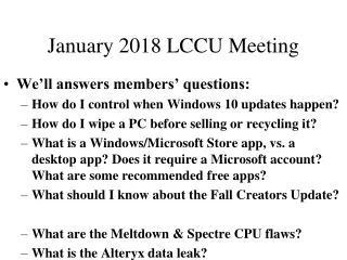 January 2018 LCCU Meeting