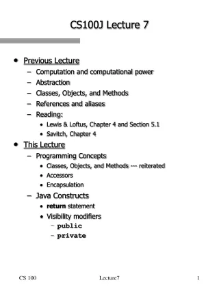 CS100J Lecture 7