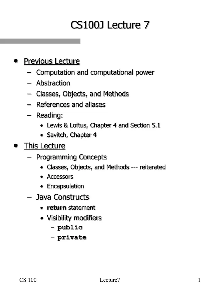 cs100j lecture 7