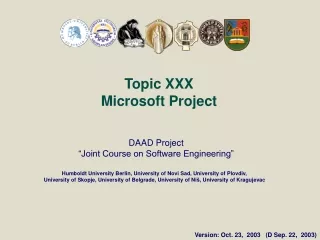 Topic XXX Microsoft Project