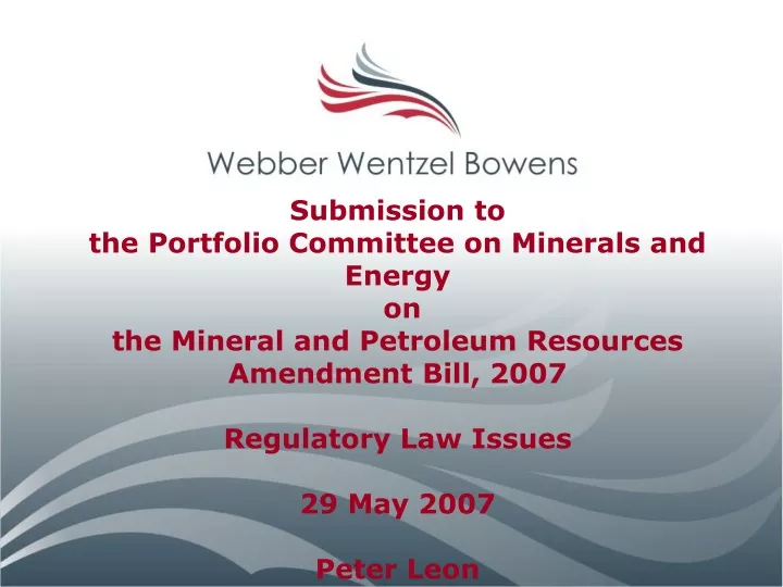submission to the portfolio committee on minerals