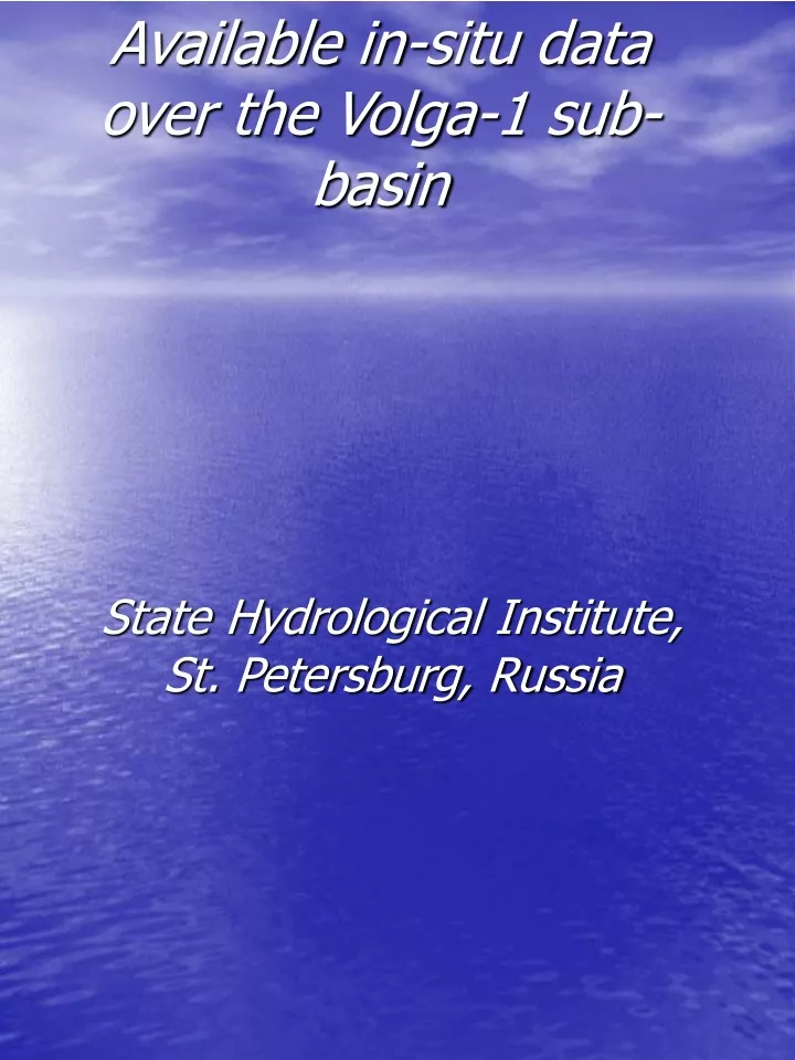 state hydrological institute st petersburg russia