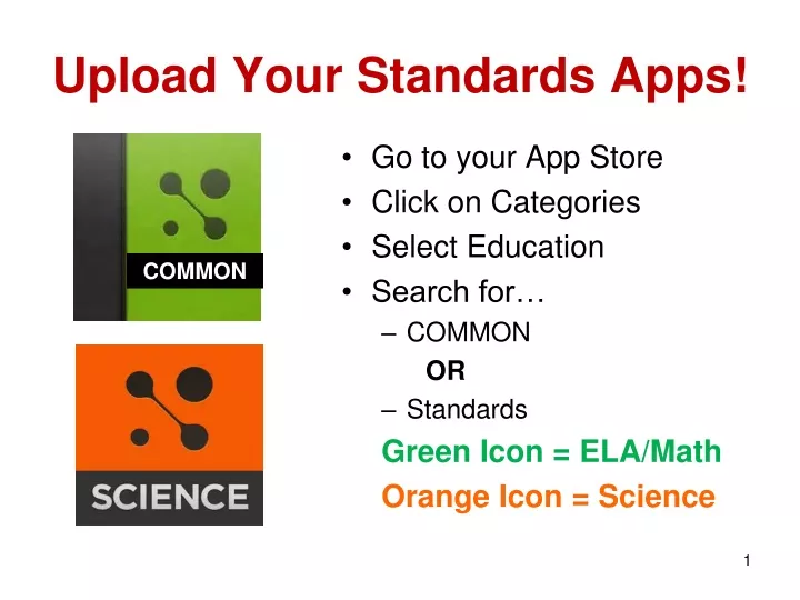 upload your standards apps