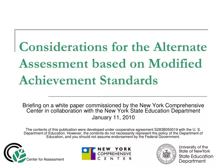 considerations for the alternate assessment based on modified achievement standards