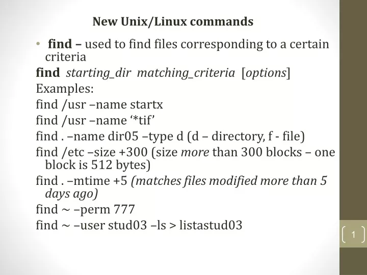 new unix linux commands