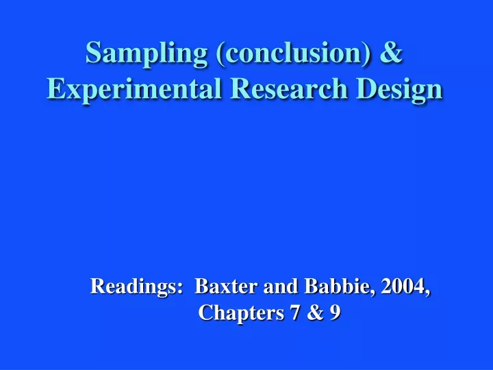 sampling conclusion experimental research design
