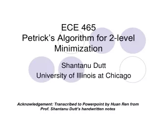ECE 465 Petrick’s Algorithm for 2-level Minimization