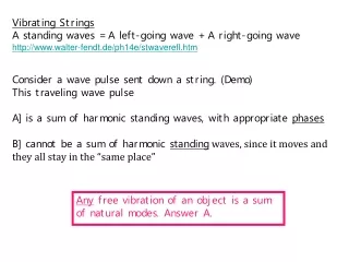 Vibrating Strings A standing waves = A left-going wave + A right-going wave