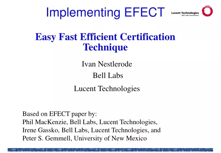 implementing efect easy fast efficient certification technique