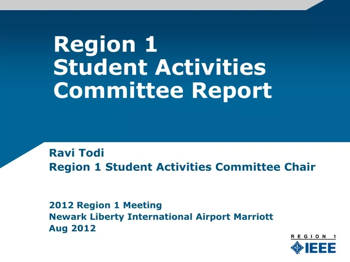 region 1 student activities committee report