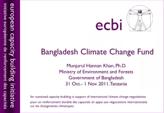 Bangladesh Climate Change Fund  Munjurul Hannan Khan, Ph.D.   Ministry of Environment and Forests