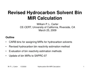 Revised Hydrocarbon Solvent Bin MIR Calculation