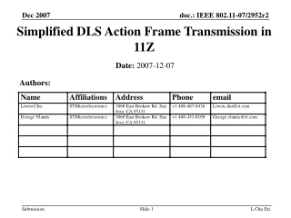 Simplified DLS Action Frame Transmission in 11Z