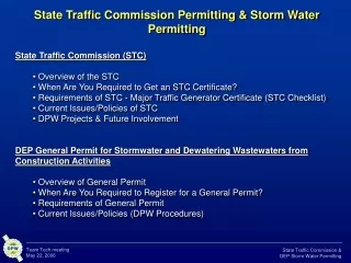 State Traffic Commission Permitting &amp; Storm Water Permitting