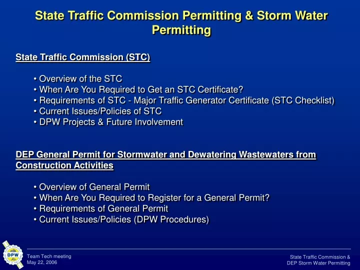state traffic commission permitting storm water