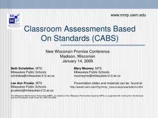Classroom Assessments Based  On Standards (CABS)