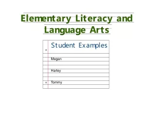 Elementary Literacy and Language Arts