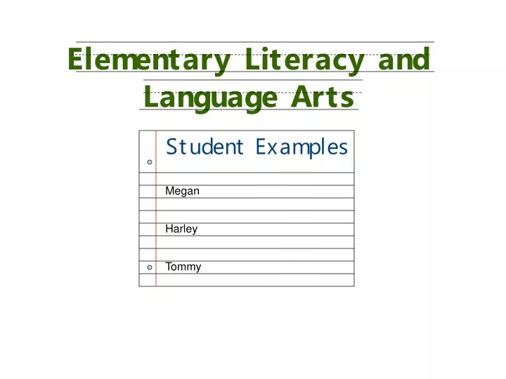 elementary literacy and language arts