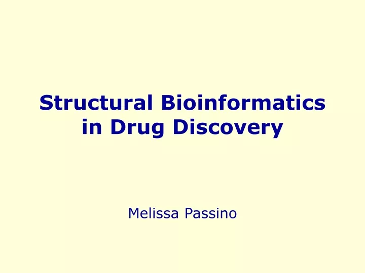 structural bioinformatics in drug discovery