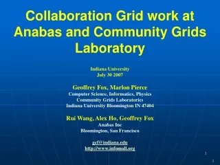 Collaboration Grid work at Anabas and Community Grids Laboratory