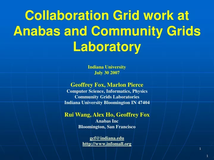 collaboration grid work at anabas and community grids laboratory