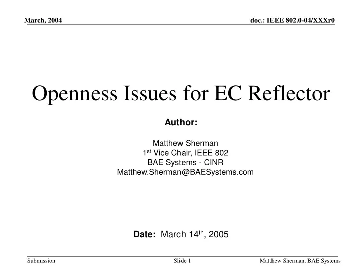 openness issues for ec reflector
