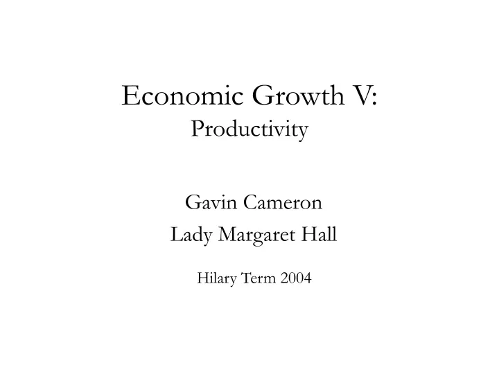 economic growth v productivity