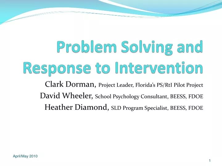 problem solving and response to intervention