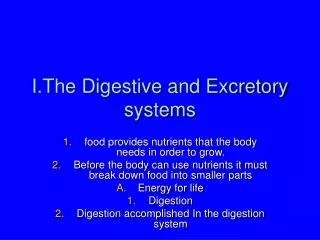 I.The Digestive and Excretory systems