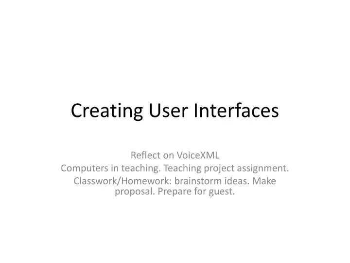 creating user interfaces