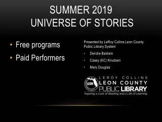 Summer 2019  Universe of stories