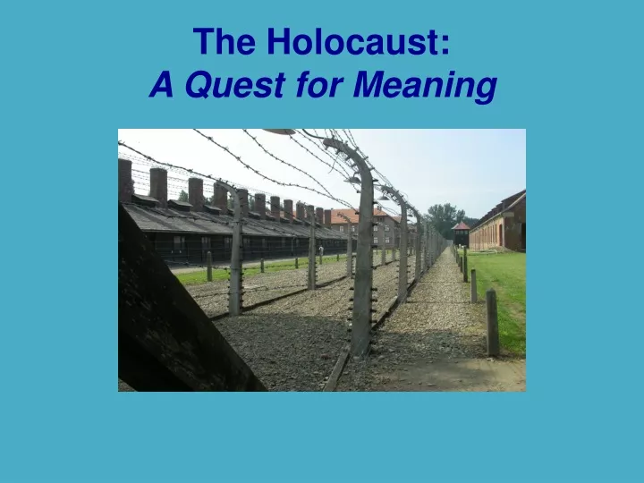 the holocaust a quest for meaning