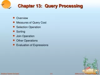 Chapter 13:  Query Processing