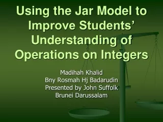 Using the Jar Model to Improve Students’ Understanding of Operations on Integers