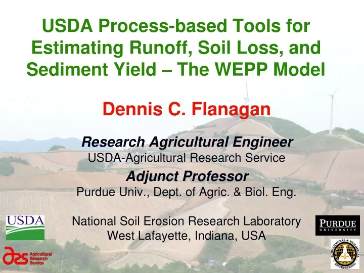 usda process based tools for estimating runoff soil loss and sediment yield the wepp model