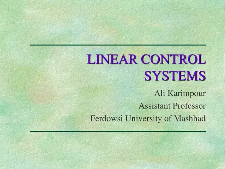 linear control systems