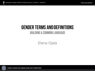 GENDER TERMS AND  DEFINITIONS Building a common language