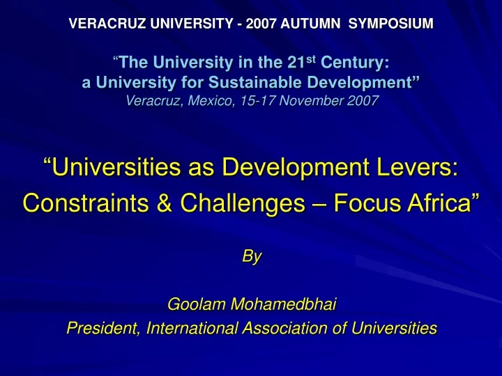 veracruz university 2007 autumn symposium