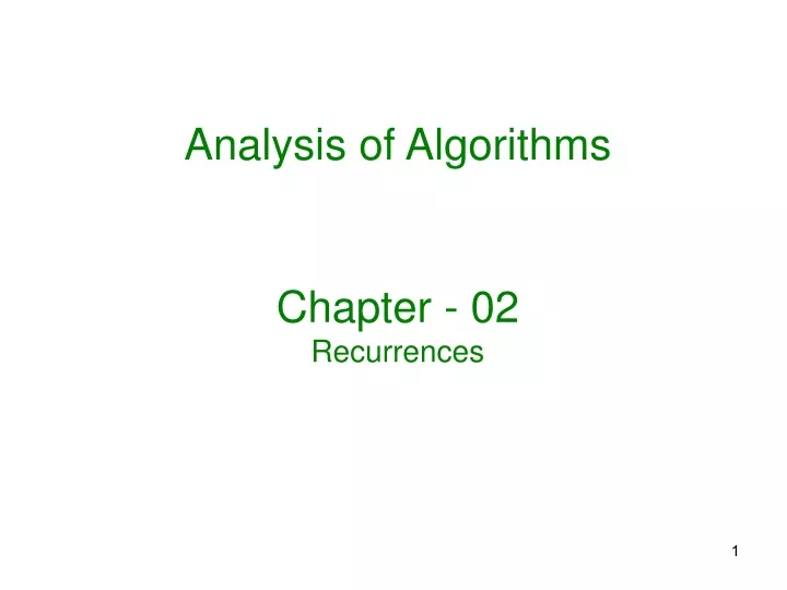 analysis of algorithms chapter 02 recurrences